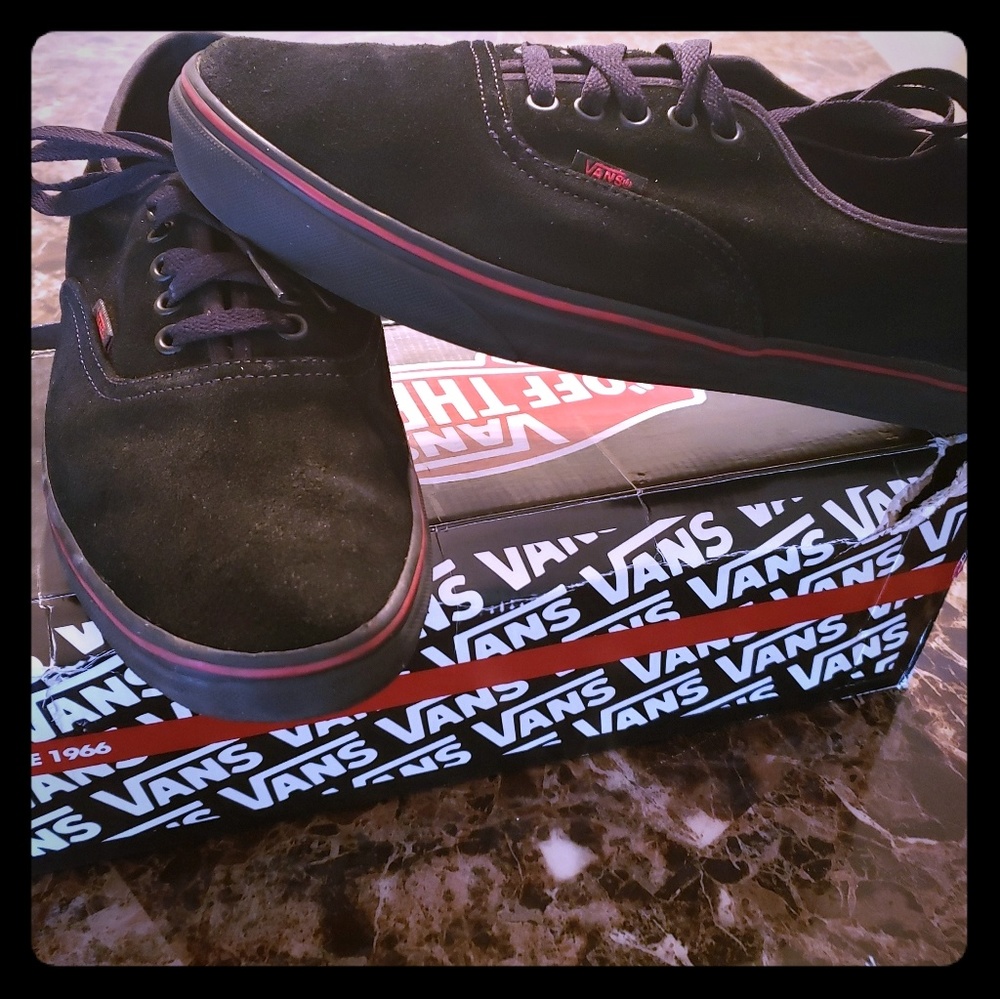 Vans Classic Black Suede/ Red Shoe